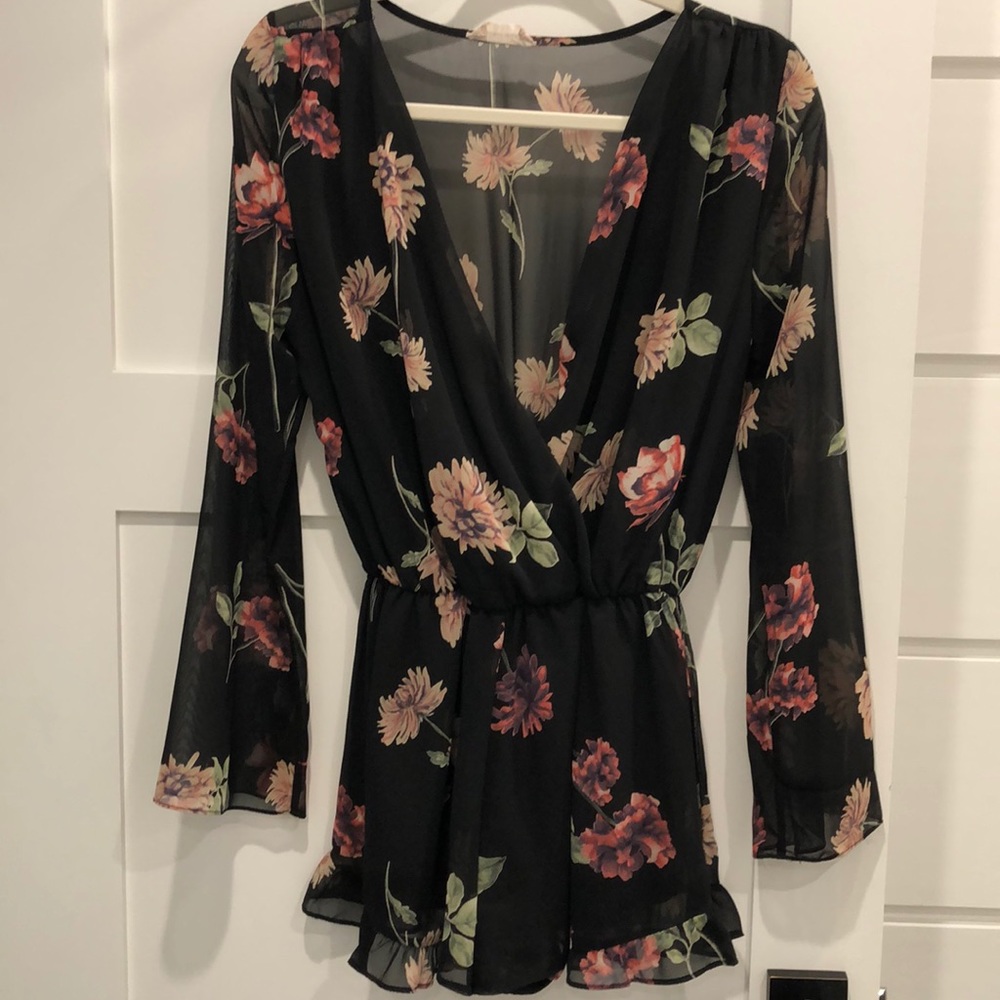 Long sleeve floral romper